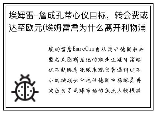 埃姆雷-詹成孔蒂心仪目标，转会费或达至欧元(埃姆雷詹为什么离开利物浦)